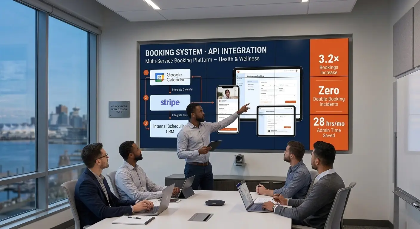 Web development process showing modern website creation for businesses in Vancouver, Washington, focusing on responsive design and clean coding practices.